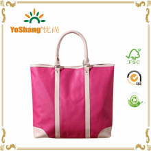 Pink PU Leather Women Handbag Shoulder Bags with Inner Zipper Pocket